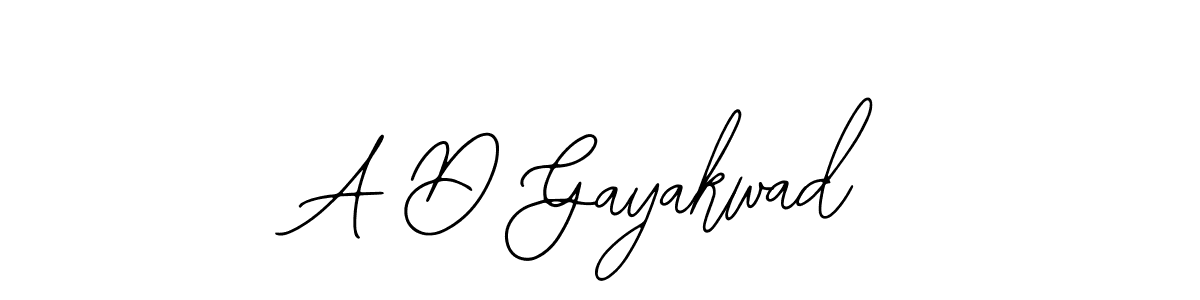 How to make A D Gayakwad name signature. Use Bearetta-2O07w style for creating short signs online. This is the latest handwritten sign. A D Gayakwad signature style 12 images and pictures png