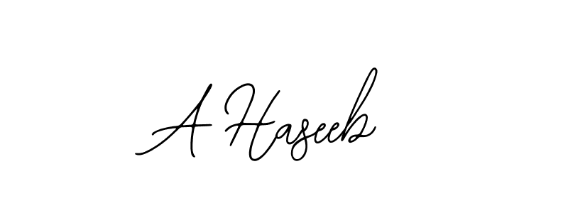 Also You can easily find your signature by using the search form. We will create A Haseeb name handwritten signature images for you free of cost using Bearetta-2O07w sign style. A Haseeb signature style 12 images and pictures png
