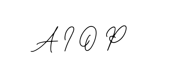 How to make A I O P name signature. Use Bearetta-2O07w style for creating short signs online. This is the latest handwritten sign. A I O P signature style 12 images and pictures png