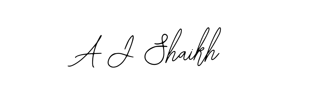 How to make A J Shaikh name signature. Use Bearetta-2O07w style for creating short signs online. This is the latest handwritten sign. A J Shaikh signature style 12 images and pictures png