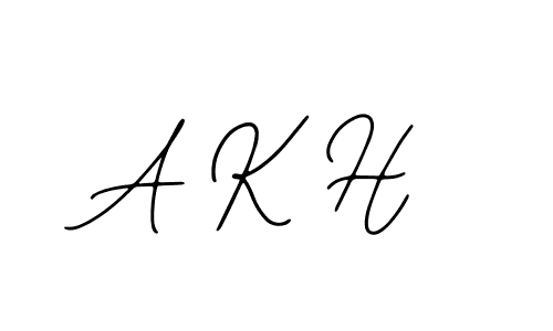 How to make A K H name signature. Use Bearetta-2O07w style for creating short signs online. This is the latest handwritten sign. A K H signature style 12 images and pictures png