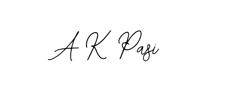 How to make A K Pasi name signature. Use Bearetta-2O07w style for creating short signs online. This is the latest handwritten sign. A K Pasi signature style 12 images and pictures png