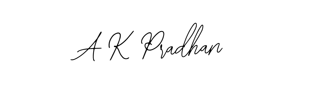 How to make A K Pradhan name signature. Use Bearetta-2O07w style for creating short signs online. This is the latest handwritten sign. A K Pradhan signature style 12 images and pictures png