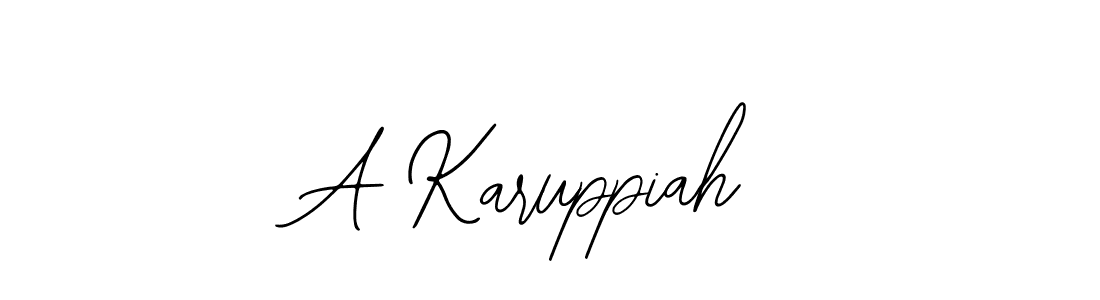 if you are searching for the best signature style for your name A Karuppiah. so please give up your signature search. here we have designed multiple signature styles  using Bearetta-2O07w. A Karuppiah signature style 12 images and pictures png