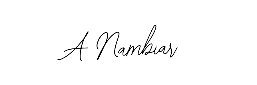 if you are searching for the best signature style for your name A Nambiar. so please give up your signature search. here we have designed multiple signature styles  using Bearetta-2O07w. A Nambiar signature style 12 images and pictures png