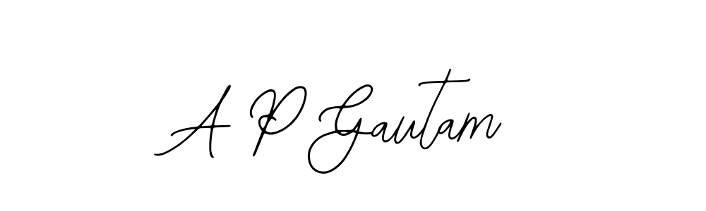 How to make A P Gautam name signature. Use Bearetta-2O07w style for creating short signs online. This is the latest handwritten sign. A P Gautam signature style 12 images and pictures png
