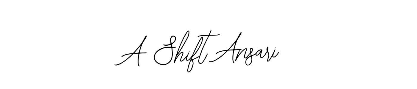 The best way (Bearetta-2O07w) to make a short signature is to pick only two or three words in your name. The name A Shift Ansari include a total of six letters. For converting this name. A Shift Ansari signature style 12 images and pictures png