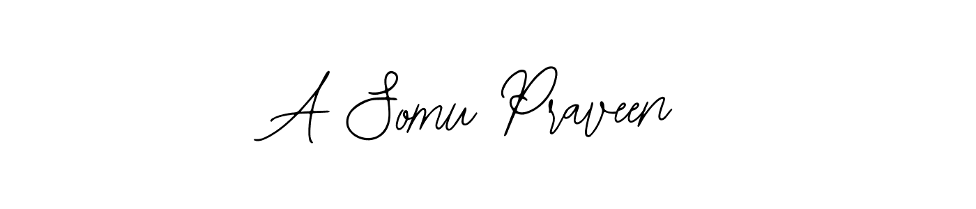How to make A Somu Praveen name signature. Use Bearetta-2O07w style for creating short signs online. This is the latest handwritten sign. A Somu Praveen signature style 12 images and pictures png