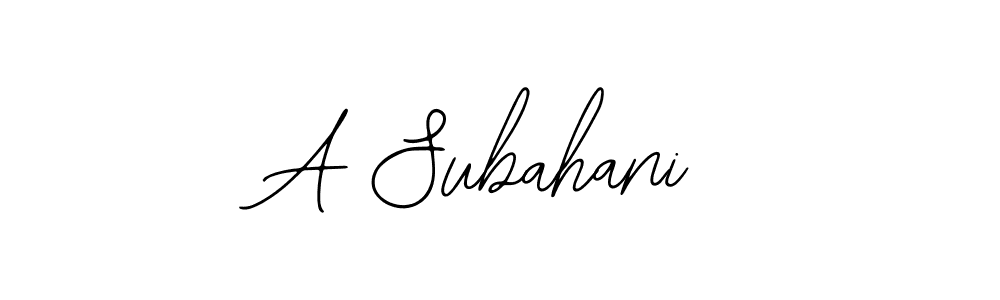 if you are searching for the best signature style for your name A Subahani. so please give up your signature search. here we have designed multiple signature styles  using Bearetta-2O07w. A Subahani signature style 12 images and pictures png