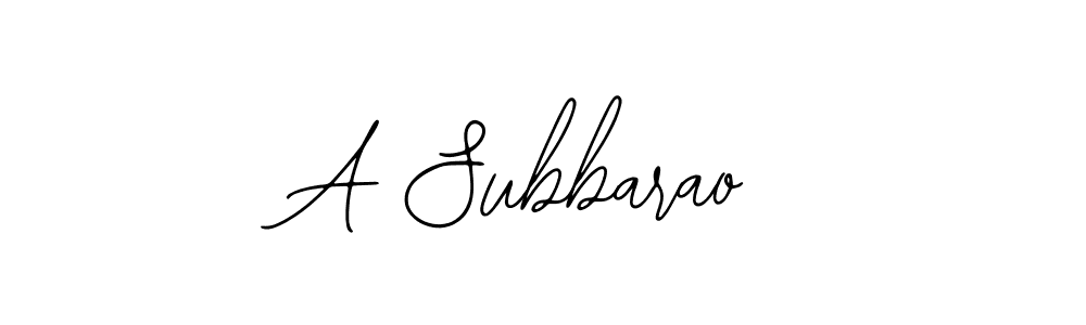 Design your own signature with our free online signature maker. With this signature software, you can create a handwritten (Bearetta-2O07w) signature for name A Subbarao. A Subbarao signature style 12 images and pictures png