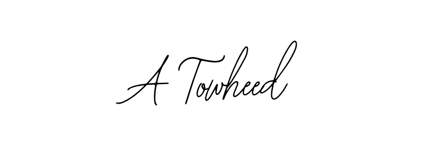 How to make A Towheed name signature. Use Bearetta-2O07w style for creating short signs online. This is the latest handwritten sign. A Towheed signature style 12 images and pictures png