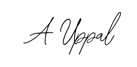 A modern signature idea for name A Uppal using Bearetta-2O07w font. Clean strokes and elegant curves make it stand out instantly. A Uppal signature style 12 images and pictures png