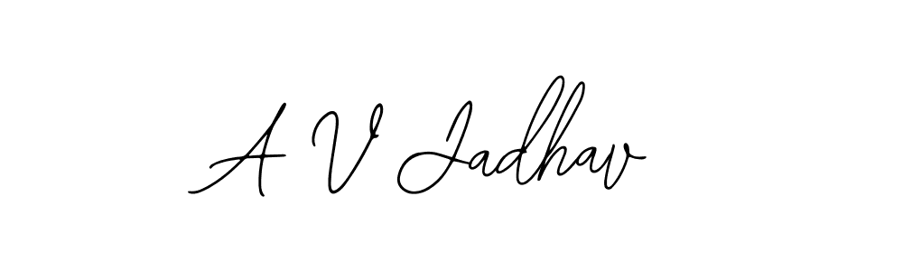 Use a signature maker to create a handwritten signature online. With this signature software, you can design (Bearetta-2O07w) your own signature for name A V Jadhav. A V Jadhav signature style 12 images and pictures png