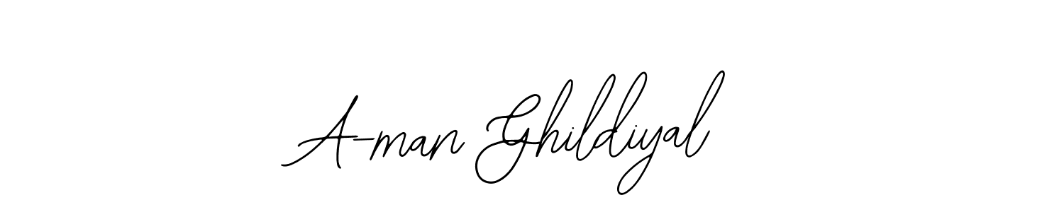 Use a signature maker to create a handwritten signature online. With this signature software, you can design (Bearetta-2O07w) your own signature for name A-man Ghildiyal. A-man Ghildiyal signature style 12 images and pictures png