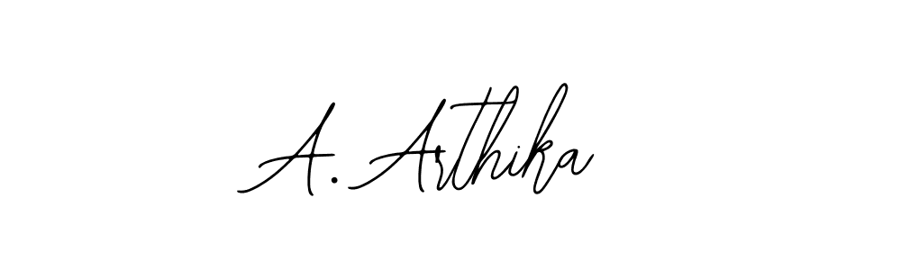 How to make A. Arthika name signature. Use Bearetta-2O07w style for creating short signs online. This is the latest handwritten sign. A. Arthika signature style 12 images and pictures png