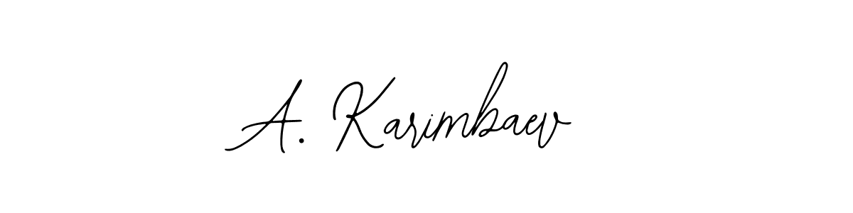 The best way (Bearetta-2O07w) to make a short signature is to pick only two or three words in your name. The name A. Karimbaev include a total of six letters. For converting this name. A. Karimbaev signature style 12 images and pictures png