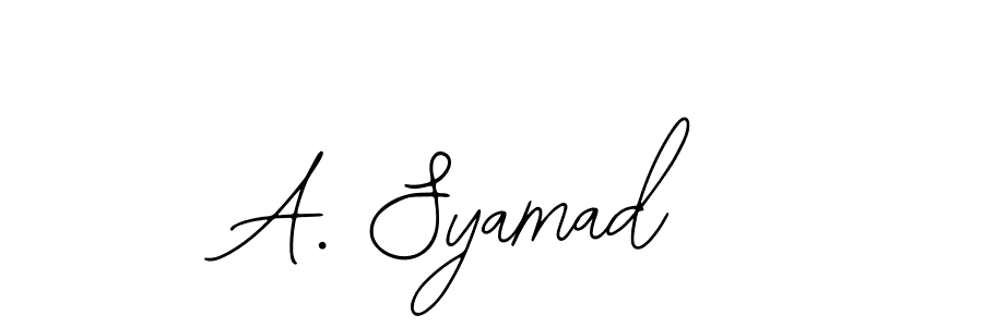 if you are searching for the best signature style for your name A. Syamad. so please give up your signature search. here we have designed multiple signature styles  using Bearetta-2O07w. A. Syamad signature style 12 images and pictures png
