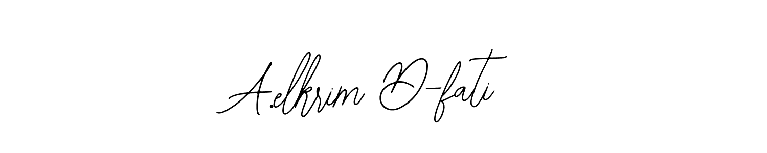 How to make A.elkrim D-fati name signature. Use Bearetta-2O07w style for creating short signs online. This is the latest handwritten sign. A.elkrim D-fati signature style 12 images and pictures png