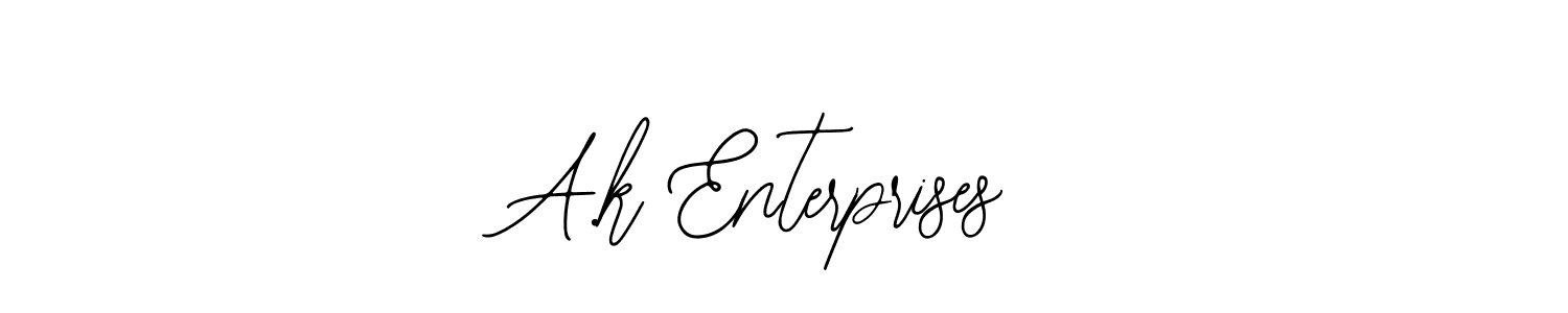 The best way (Bearetta-2O07w) to make a short signature is to pick only two or three words in your name. The name A.k Enterprises include a total of six letters. For converting this name. A.k Enterprises signature style 12 images and pictures png