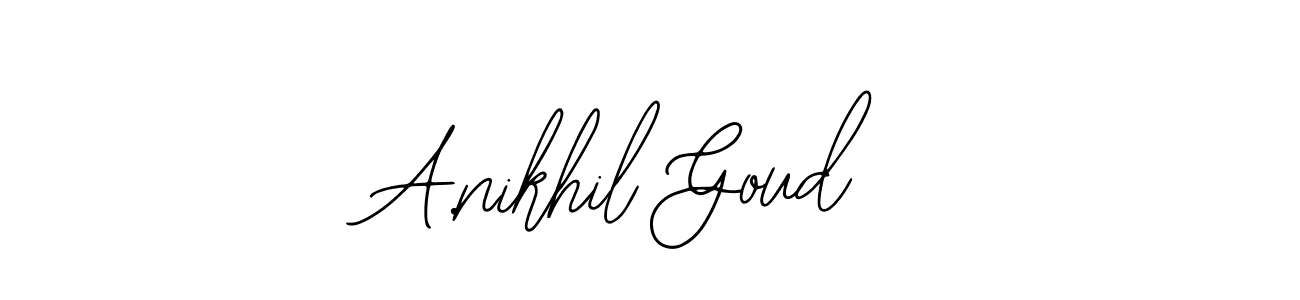 How to make A.nikhil Goud name signature. Use Bearetta-2O07w style for creating short signs online. This is the latest handwritten sign. A.nikhil Goud signature style 12 images and pictures png