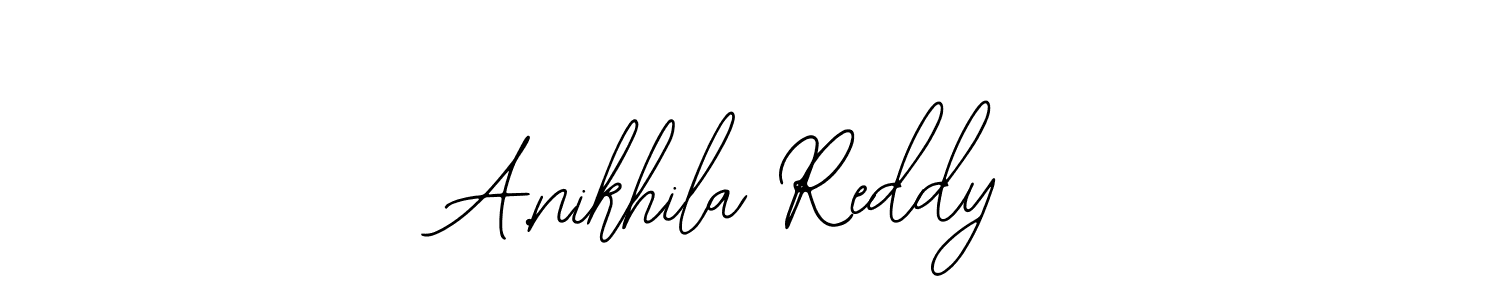 This is the best signature style for the A.nikhila Reddy name. Also you like these signature font (Bearetta-2O07w). Mix name signature. A.nikhila Reddy signature style 12 images and pictures png