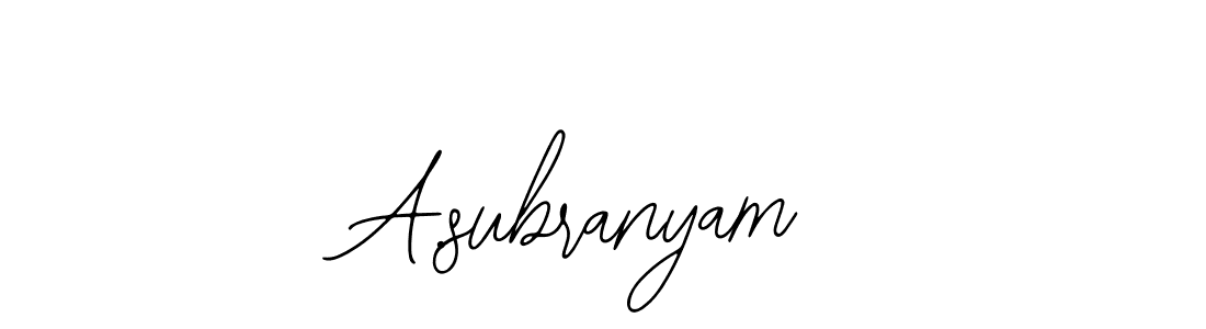 Similarly Bearetta-2O07w is the best handwritten signature design. Signature creator online .You can use it as an online autograph creator for name A.subranyam. A.subranyam signature style 12 images and pictures png