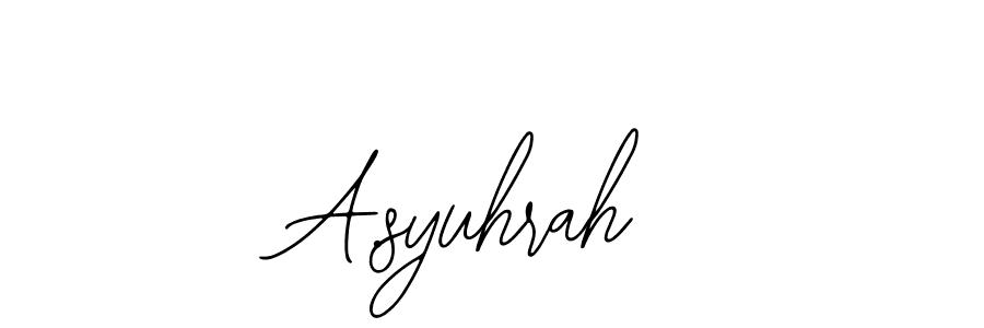 Use a signature maker to create a handwritten signature online. With this signature software, you can design (Bearetta-2O07w) your own signature for name A.syuhrah. A.syuhrah signature style 12 images and pictures png