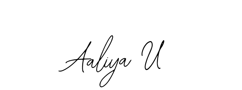 How to make Aaliya U name signature. Use Bearetta-2O07w style for creating short signs online. This is the latest handwritten sign. Aaliya U signature style 12 images and pictures png