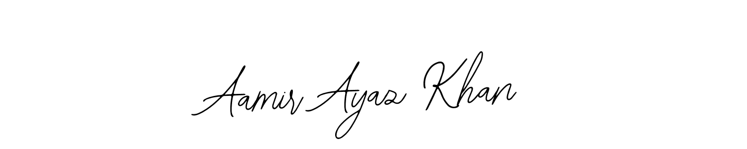 The best way (Bearetta-2O07w) to make a short signature is to pick only two or three words in your name. The name Aamir Ayaz Khan include a total of six letters. For converting this name. Aamir Ayaz Khan signature style 12 images and pictures png