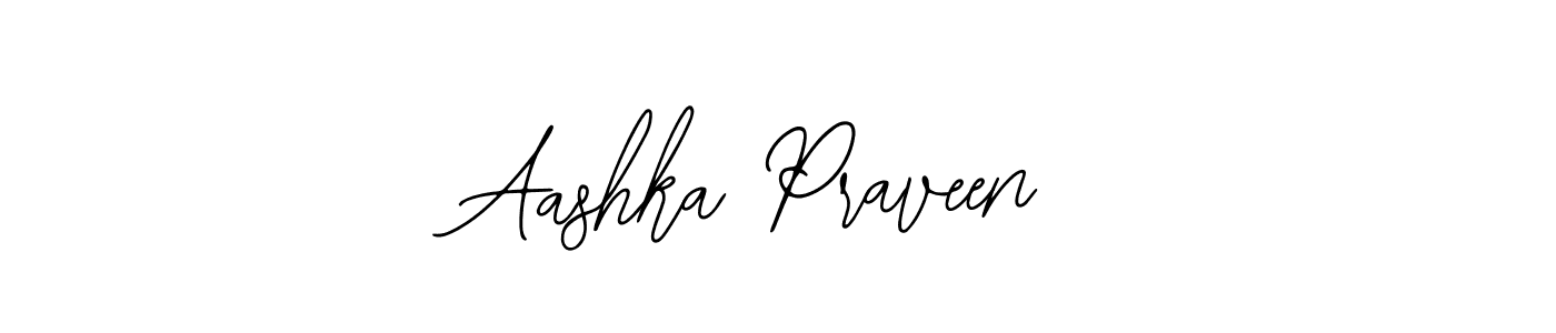 How to make Aashka Praveen name signature. Use Bearetta-2O07w style for creating short signs online. This is the latest handwritten sign. Aashka Praveen signature style 12 images and pictures png