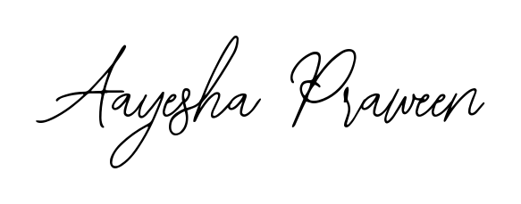 Try this chic Aayesha Praween handwritten sign style. Using Bearetta-2O07w font elements, it gives your name a sleek, memorable identity. Aayesha Praween signature style 12 images and pictures png
