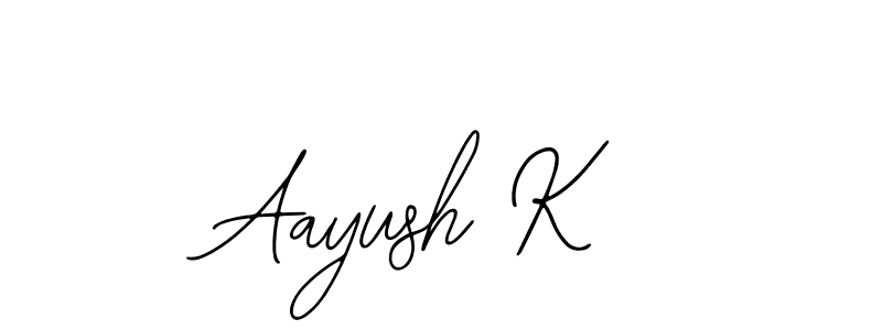 How to make Aayush K name signature. Use Bearetta-2O07w style for creating short signs online. This is the latest handwritten sign. Aayush K signature style 12 images and pictures png