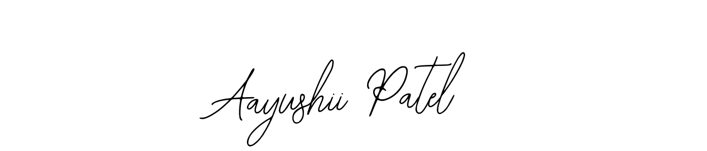 How to make Aayushii Patel name signature. Use Bearetta-2O07w style for creating short signs online. This is the latest handwritten sign. Aayushii Patel signature style 12 images and pictures png