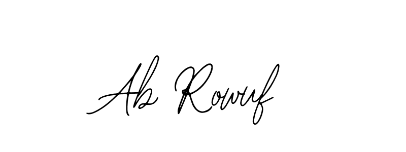 Similarly Bearetta-2O07w is the best handwritten signature design. Signature creator online .You can use it as an online autograph creator for name Ab Rowuf. Ab Rowuf signature style 12 images and pictures png