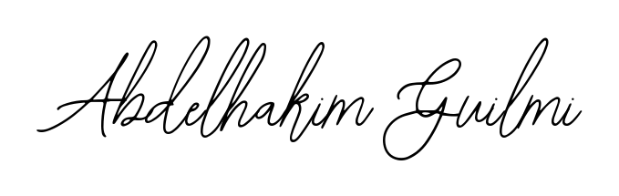 Looking for an artistic signature for Abdelhakim Guilmi? The Bearetta-2O07w calligraphy style gives a sophisticated flow suitable for business cards and emails. Abdelhakim Guilmi signature style 12 images and pictures png