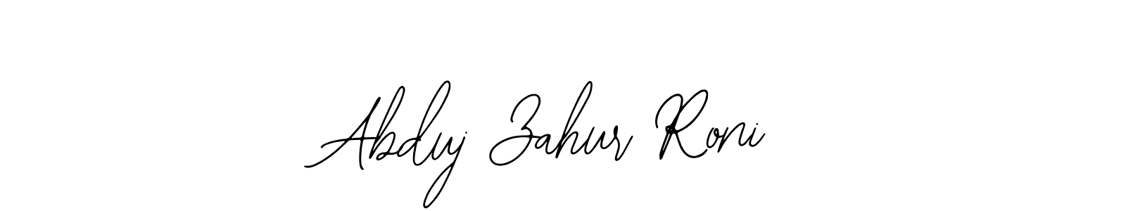 The best way (Bearetta-2O07w) to make a short signature is to pick only two or three words in your name. The name Abduj Zahur Roni include a total of six letters. For converting this name. Abduj Zahur Roni signature style 12 images and pictures png