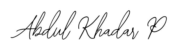 Create your official email sign-off with Abdul Khadar P name in Bearetta-2O07w style. Crisp, clean, and perfectly legible across all screens. Abdul Khadar P signature style 12 images and pictures png