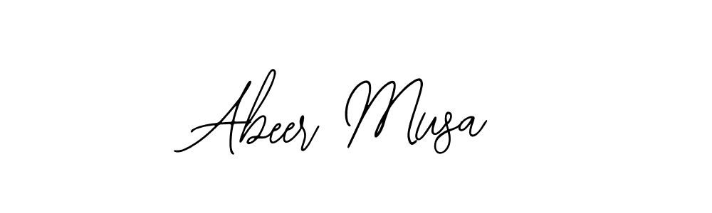 The best way (Bearetta-2O07w) to make a short signature is to pick only two or three words in your name. The name Abeer Musa include a total of six letters. For converting this name. Abeer Musa signature style 12 images and pictures png