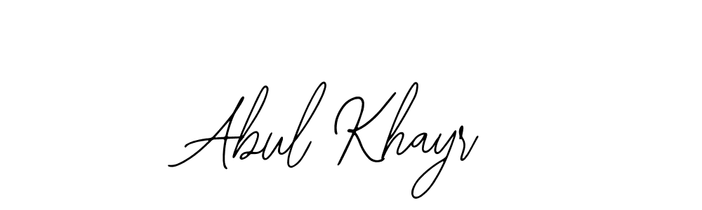 The best way (Bearetta-2O07w) to make a short signature is to pick only two or three words in your name. The name Abul Khayr include a total of six letters. For converting this name. Abul Khayr signature style 12 images and pictures png
