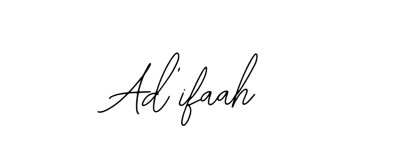 How to make Ad'ifaah name signature. Use Bearetta-2O07w style for creating short signs online. This is the latest handwritten sign. Ad'ifaah signature style 12 images and pictures png