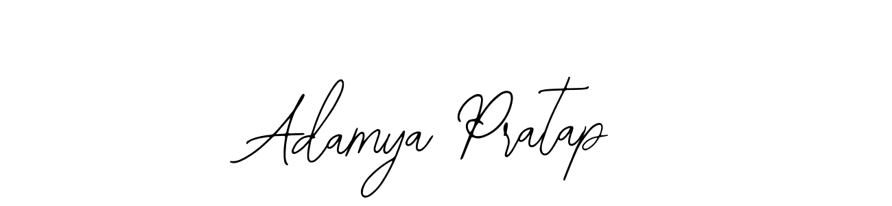 You should practise on your own different ways (Bearetta-2O07w) to write your name (Adamya Pratap) in signature. don't let someone else do it for you. Adamya Pratap signature style 12 images and pictures png