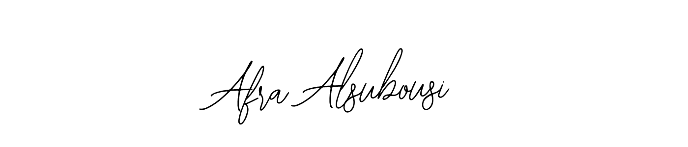 How to make Afra Alsubousi name signature. Use Bearetta-2O07w style for creating short signs online. This is the latest handwritten sign. Afra Alsubousi signature style 12 images and pictures png