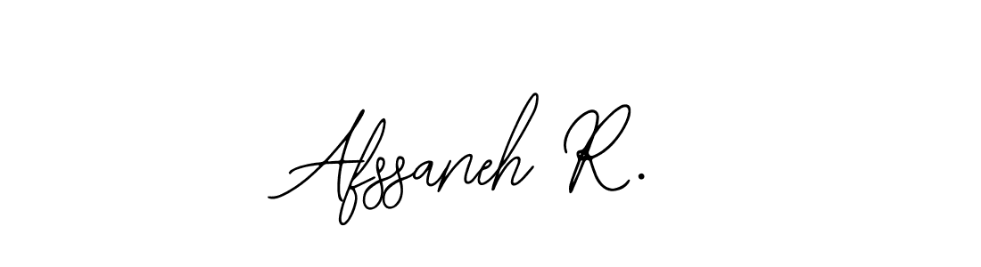 The best way (Bearetta-2O07w) to make a short signature is to pick only two or three words in your name. The name Afssaneh R. include a total of six letters. For converting this name. Afssaneh R. signature style 12 images and pictures png