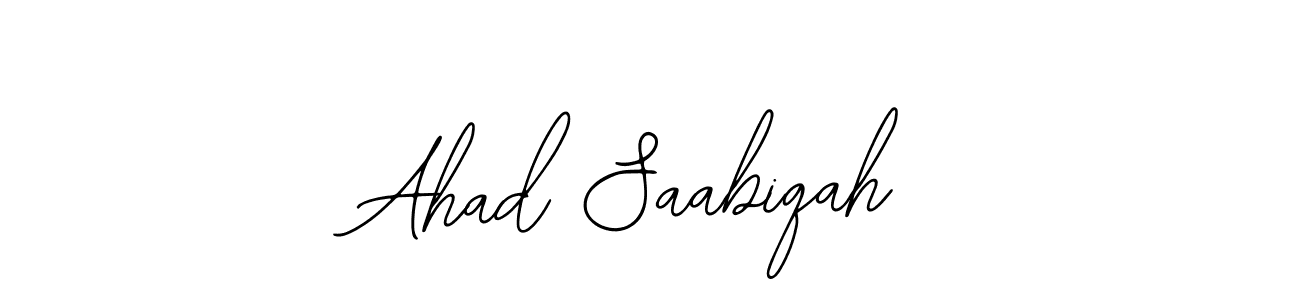 The best way (Bearetta-2O07w) to make a short signature is to pick only two or three words in your name. The name Ahad Saabiqah include a total of six letters. For converting this name. Ahad Saabiqah signature style 12 images and pictures png