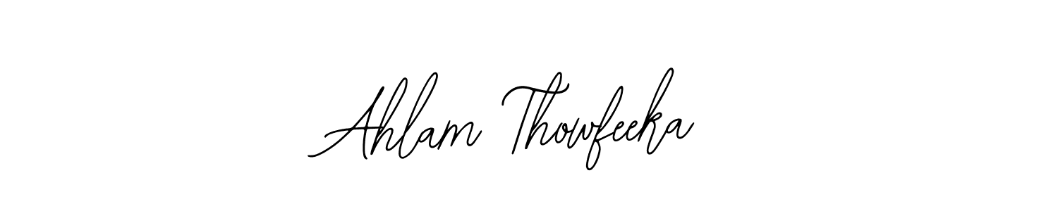 How to Draw Ahlam Thowfeeka signature style? Bearetta-2O07w is a latest design signature styles for name Ahlam Thowfeeka. Ahlam Thowfeeka signature style 12 images and pictures png