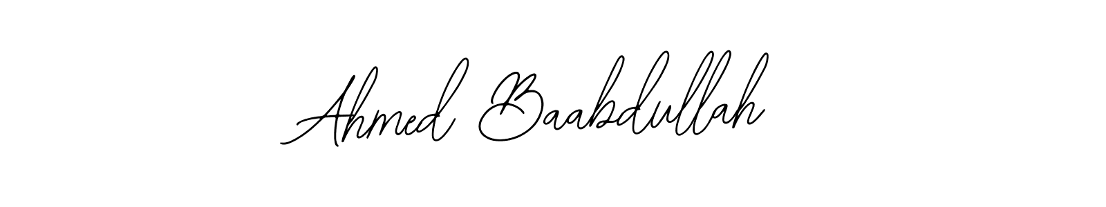 You should practise on your own different ways (Bearetta-2O07w) to write your name (Ahmed Baabdullah) in signature. don't let someone else do it for you. Ahmed Baabdullah signature style 12 images and pictures png