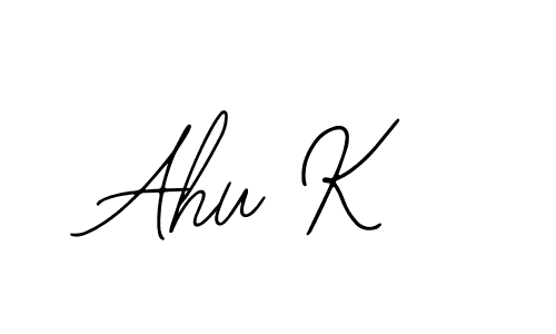 You should practise on your own different ways (Bearetta-2O07w) to write your name (Ahu K) in signature. don't let someone else do it for you. Ahu K signature style 12 images and pictures png