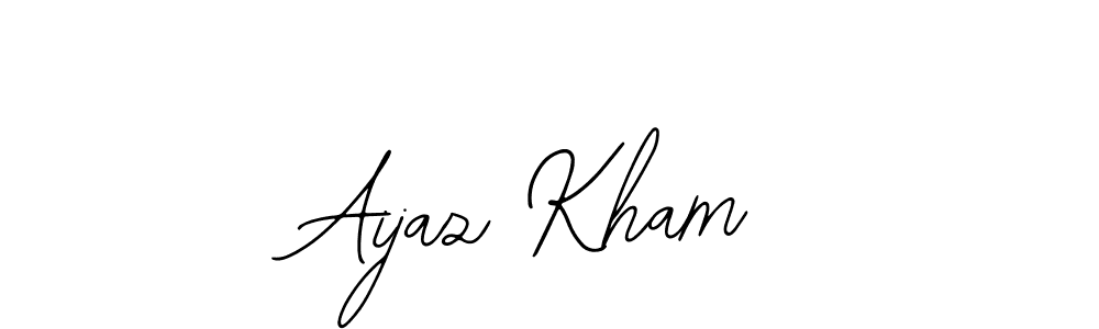 The best way (Bearetta-2O07w) to make a short signature is to pick only two or three words in your name. The name Aijaz Kham include a total of six letters. For converting this name. Aijaz Kham signature style 12 images and pictures png