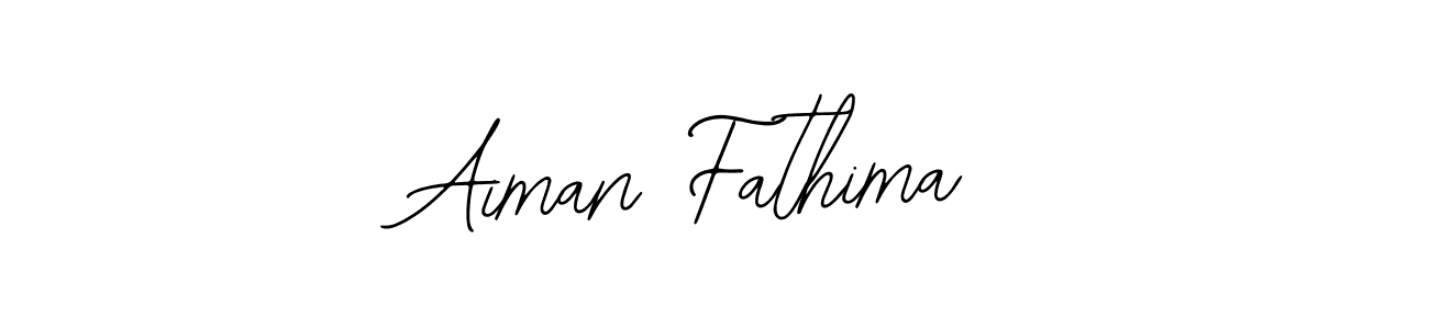 How to make Aiman Fathima name signature. Use Bearetta-2O07w style for creating short signs online. This is the latest handwritten sign. Aiman Fathima signature style 12 images and pictures png