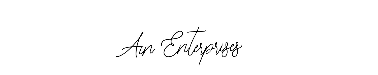 How to make Ain Enterprises name signature. Use Bearetta-2O07w style for creating short signs online. This is the latest handwritten sign. Ain Enterprises signature style 12 images and pictures png